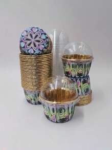 Set de 50 envoltorios para hornear de papel reutilizables - Resistente al calor, acabado brillante, adecuado para pasteles, pasteles de fiesta (tapas opcionales)