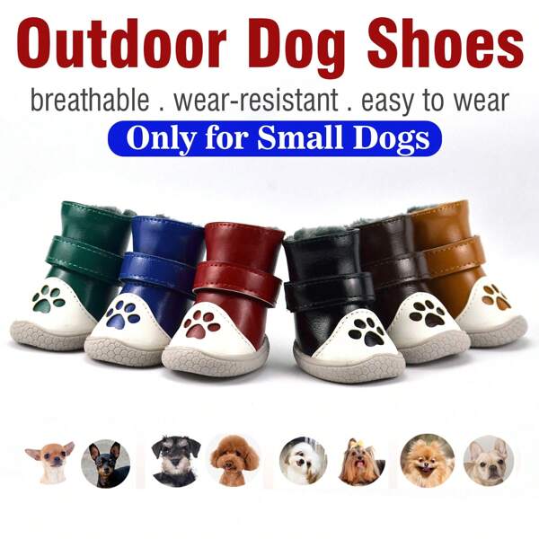 Buty dla małych psów, buty sportowe dla psów ze skóry PU, całoroczna, odporna na zużycie, antypoślizgowa podeszwa, odpowiednie dla pudli miniaturowych, chihuahua, pomeranianów, bichonów frise