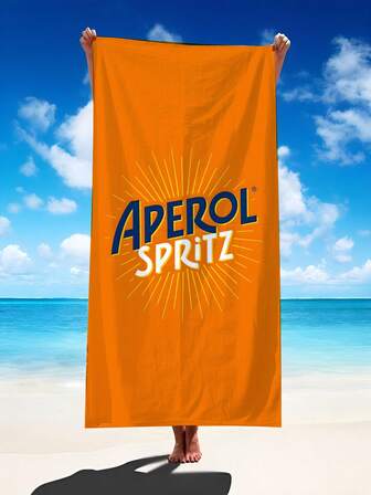 1pc Aperol Spritz Super Soft Beach Towel - 70.1x139.95 Cm, Vibrant Orange With Bold "Aperol Spritz" Print, Quick-Dry Polyester, Perfect For Travel, Pool, Swimming, Sports, Spa, Yoga, Hotel, Gym, Machine Washable Beach Essentials