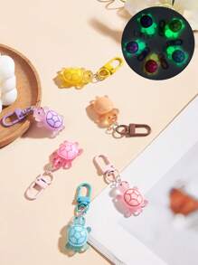 1 pièce/5 pièces Pendentifs multicolores lumineux de tortue, porte-clés pendentif animal, accessoires de sac, porte-clés de voiture, porte-clés, accessoires de porte-clés, porte-clés mignons, peuvent être fixés à des articles tels que des clés, des sacs, des téléphones portables, des accessoires de voiture, des breloques de sac, école, animal de dessin animé, gothique, Y2k