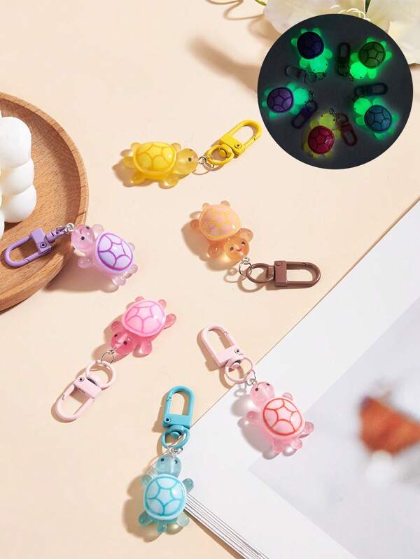 1PC/5PCS Luminous Multicolor Tortoise Pendants Animal Keyring Pendant Bag Accessories,Car Keychains,Keyrings, Keychain Accessories, Matching Keychains,Cute Keychain,Can Be Fastened To Items Such As Keys, Bags, Mobile Phones Car Accessories Bag Charm School Cartoon Animal Goth Y2k