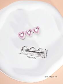 2 piezas Clips laterales de perlas falsas de camelia para niñas, Clips para el cabello de aleación con corazón estilo Y2K, Elegantes clips para el cabello de caimán para uso diario