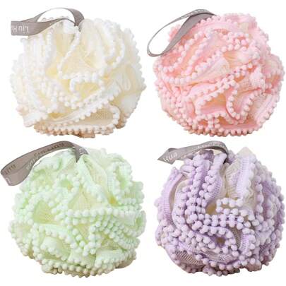 1pc Luxury Lace Exfoliating Bath Sponge - Gentle Face And Body Scrubber, Rich Foaming, Soft Mesh Surface, Ball Shaped Net Bag, Home Spa Experience - Suitable For Sensitive Skin And Daily Use