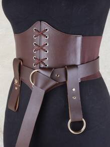 Conjunto de 4 piezas de protector de cintura de cuero estilo medieval, cinturón de cuero, accesorio de disfraz LARP, corsé de cintura para Halloween