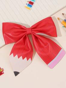 6pcs/1pc Girls Back To School Hair Bow Clips With Oversized Pencil Design & Eraser Print Charms, Cute Educational Hair Accessories For School Season Fall Classroom Teacher Gifts - Multicolor - View 7