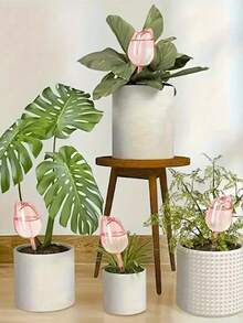 1pc Pink Tulip Plant Watering Balls, Self-Watering Bulbs, Automatic Devices Watering Globe For Plants, Self-Watering System Narrow Outlet For Prolonged Dropping, For Indoor Outdoor Potted Plants, Vacation Plant Care, Water Conservation Device - Multicolor - View 6