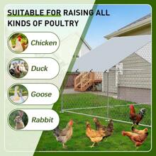 Metal  With Run, 9.8'L X 6.4'W X 6.4'H Walk In Poultry Cage Chicken Run Pen, Outdoor Chicken Runs For Yard With Waterproof & Anti-UV Cover