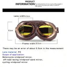 1pc Vintage Anti-Wind, Anti-Dust, Anti-Sand Cycling Goggles, Protective Eyewear For Cycling, Motorcycling, E-Bike, Helmets
