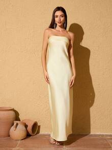 Women Plain Simple Daily Tube Dress