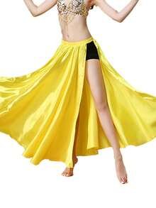 Váy dài khiêu vũ thời trang nữ bằng satin, xẻ tà hai bên, dáng xòe, thích hợp cho múa bụng, flamenco, rock. - Nhiều màu - Xem 11