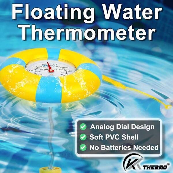 KT THERMO Thermomètre flottant de piscine KT THERMO avec cadran Celsius facile à lire, construction durable en ABS et acier inoxydable, mesure des températures de 10-50°C/50°F à 120°F pour les piscines, spas, bassins de poissons et plus !