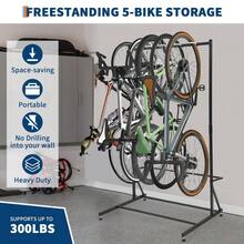 Danolapsi Bike Storage Rack,5 Bike Storage Hanger Wall Mount,Garage Wall Storage Space-Saving Bike Rack,Adjustable Height Bike Storage For Home Backyards,Basement,Holds Up To 300lbs - Black - View 7