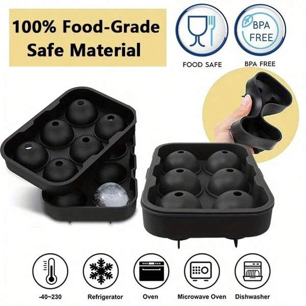 1 pièce Moule à glaçons sphériques réutilisable en silicone pour whisky, cocktails et boissons, lavable au lave-vaisselle