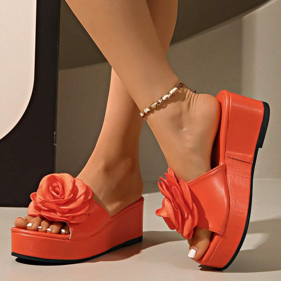 女士厚底拖鞋，夏季新款厚底休闲鞋，百搭户外高跟拖鞋