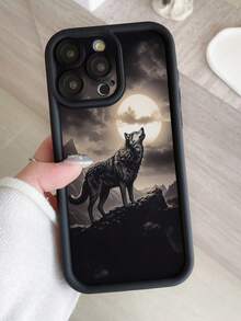 1 件月光下的狼图案手机壳，带有精确的切口以保护相机，厚实防摔，兼容 11 Pro Max/12 Pro Max/13 Pro Max/14 Pro Max/15 Pro Max/16 Plus/16 Pro Max、16E、Galaxy A55/A15/S24 Ultra/S25 Ultra、Redmi、OPPO/Realme、VIVO、Infinix、Honor、MOTO、OnePlus 防水防震防刮 - 黑色 - 查看 2