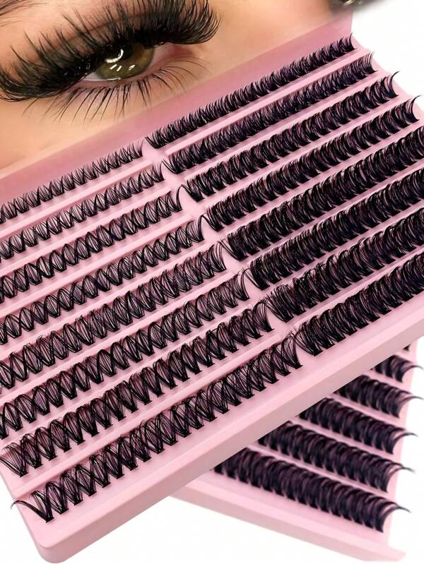 Self-Applied False Eyelashes,Highly Curled, Soft And Natural 30D/40D/50D/60D/80D Individual Eyelash Extension, 8-16mm Mixed 0.07mm C, Ultra Light Weight 16 Rows 320 Pieces Waterproof Mink Single Cluster, 3D Effect False Lashes Suitable For Light Makeup, Heavy Makeup, Daily Look, Cosplay Lashes, Portable For Daily Use Or Going Out On All Occasions