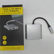 TYPE- C To HDTV 3in1 HUB Multiport Adapter, Type-C Hub Thunderbolt 3 To HDTV 4K Output USB 3.0 Port And USB-C Charging Port, Digital AV Adapter For Laptop, For Galaxy S8/S9, For Laptop PD Charging USB Splitter!