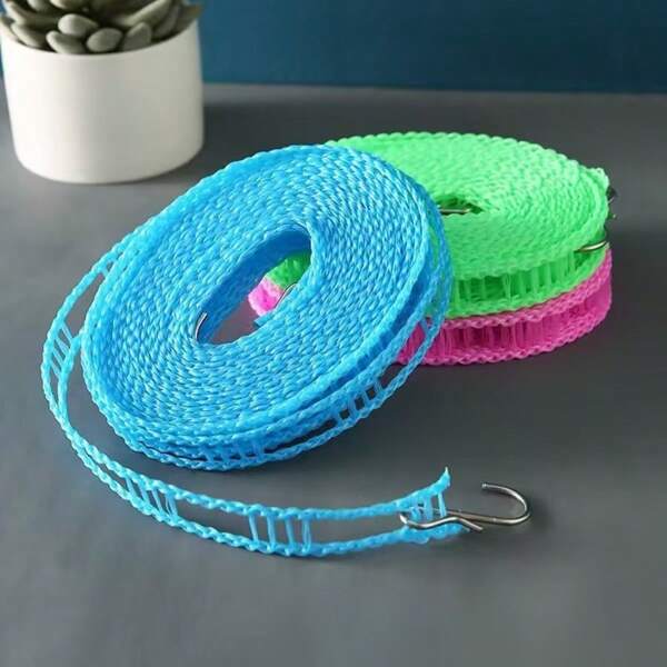 Corda per stendere i panni in nylon antivento, corda per asciugare i vestiti regolabile, corda per stendere i vestiti da viaggio, stendibiancheria portatile per interno ed esterno, campeggio, hotel