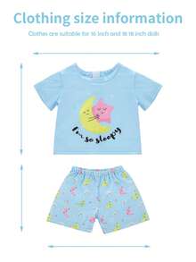 16 英寸逼真重生娃娃毛绒玩偶服装，配有树懒图案上衣和短裤，儿童装扮玩偶，角色扮演玩偶，节日生日礼物（不含玩偶和鞋子）