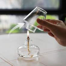 1PC Nordic Transparent Glass Hurricane Oil Lamp, Lantern Candle Holder - Tabletop Oil Lamp Candlestick, Borosilicate Windproof Decorative Candle Stand For Home Living Room Decor, Romantic Festival Holiday Decoration, European Minimalist Windproof Lampshade Candlestick, INS Atmosphere Light Gift (Oil Not Included)