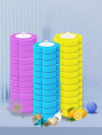 Disposable Toilet Brush Refill Heads, 3 Packs (Lemon Yellow, Ocean Blue, Lavender) Cleaning Brush Heads, Individually Packaged, Handle Not Included