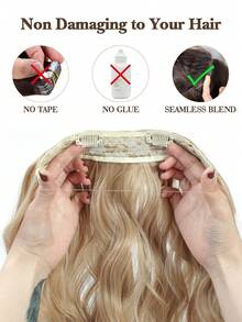 Halo Hair Extensions Wavy Curly Invisible Wire Hair Extensions Beige Blonde Hair Extensions Synthetic Fiber Double Weft Soft Hairpieces For Women - Beige - View 6