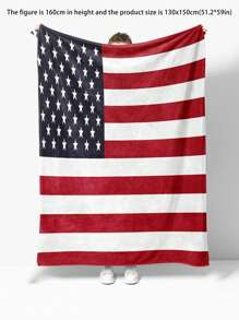1pc Super Soft American Flag Printed Flannel Blanket - Ideal For Bed, Sofa, Chair, Camping, Living Room, Office And Gift Giving, Multipurpose Holiday Present