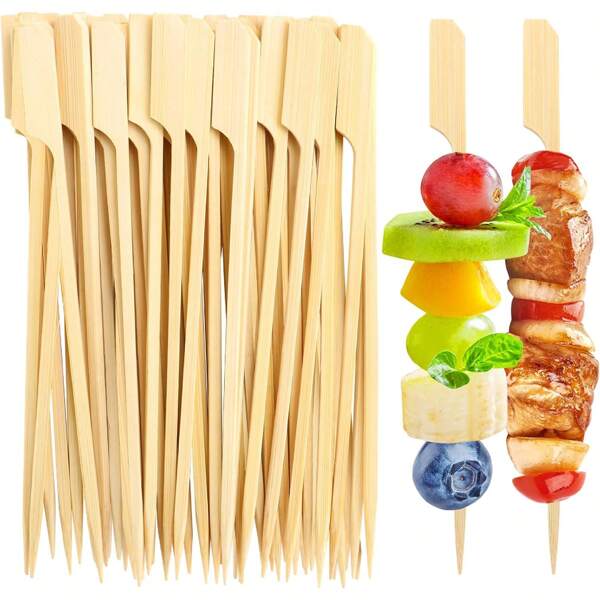 200/100/50/10 pièces Brochettes en bambou, conviennent pour la maison, le restaurant, le marché de nuit, les activités extérieures, la boutique de fruits, lavables et réutilisables