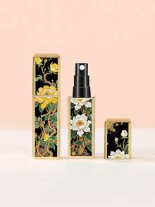 1/4 件金色花朵图案香水喷雾瓶，可重复使用多面图案方底装香水瓶，火烈鸟、豹纹迷你化妆品瓶，香水、纯露包装工具，多种颜色可供选择，送给家人和朋友的生日礼物，节日礼物，便携旅行 5ml
