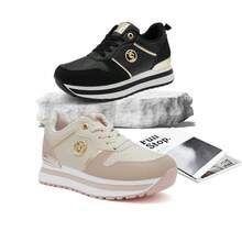 DESAI 新款时尚女士休闲运动鞋，金属扣装饰，独特风格，适合日常通勤和旅行，轻便舒适 - 米色 - 查看 3