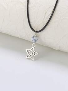1 pieza Collar con colgante de estrella espiral plateada Y2K, joyería estética como regalo para mujeres