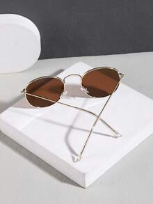1pc Men's Casual Elegant Retro Round Frame Full-Rim Metal Fashion Fashion Glasses, Suitable For Outdoor Activities And Outfits - 彩色 - 查看 7