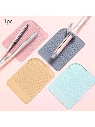 1 pièce Tapis en silicone pour fer à friser Gris Rose Vert Couleur de peau Tapis antidérapant pour fer à friser Outil d'isolation thermique de stockage