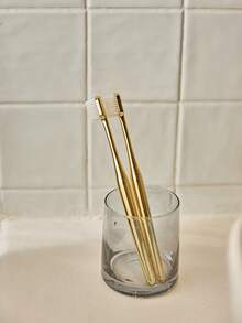 Cirelle 1 件随机颜色牙刷，19.7 厘米塑料金柄软牙刷，适合成人家居浴室装饰夏季 - 彩色 - 查看 1