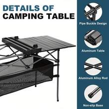 Aoran Outdoor Folding Portable Picnic And Camping Table, Aluminum Roll-Up Table With Easy-To-Carry Bags, Suitable For Indoor And Outdoor Use, Camping, Beaches, Backyards, Barbecues, Parties, Terraces, Picnics - 黑色-中 - 查看 4