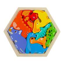 1 Set hölzerne kreative 3D Cartoon Panel Puzzle Geburtstagsgeschenk gestapelter hoher Bauklötze Frühkindliche Bildung Sechseckpuzzle Spielzeug Tier Transport Obst Muster Eltern-Kind interaktives Denkspiel, fördert Farberkennungsfähigkeit und Hand-Augen-Koordination