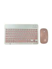 Rechargeable Bluetooth Keyboard And Ultra-Portable Wireless Mouse Combo In Four Colors – Ideal For Work, Study And Travel, Compatible With Multiple Devices - Pink - View 2