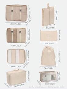 9pcs Large Capacity Travel Storage Bags, Waterproof Portable Organizer Bags For Clothes, Pants, Shoes, Socks, Luggage, Boho Style