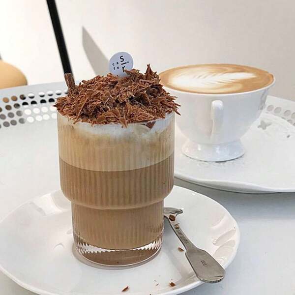 1 pieza Taza de cristal vertical transparente de 300ml para café, leche, jugo o helado, adecuada para fiestas, hogar, cafetería y restaurante