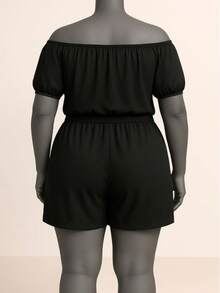 Plus Size Romper Jumpsuit - 黑色 - 查看 2