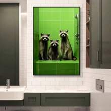 1pc/3PCS Wall Arts Posters Optional Frame Animals Chimpanzees, Elephants, Pandas, Animal Posters Printing Fun Art Wall Paintings Canvas Paintings Suitable For Bathroom, Toilet, Home Decoration Gifts