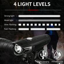 Juego de luces para bicicleta IPX4 resistente al agua, recargable por USB, con 4 modos de iluminación, luz para bicicleta para conducir de noche, escalar, explorar y actividades al aire libre