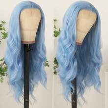 13X4 Free Part Black Green Highlights Body Wave Lace Front Wigs Pre Plucked Soft Long Wavy Hair Wigs Heat Resistant Wave Wigs Glueless Christmas Wig Long Wavy Synthetic Lace Front Wigs For Women Perfect For Daily Wear & Parties - 藍色 - 查看 7