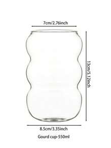 1 Piece Caterpillar Design Glass Cup, 550ml High Borosilicate Glass, Iced Coffee Cups, Juice, Milk, Tea Drinking Glasses, Large Size, Ideal For Water, Soda, Tea, Gift