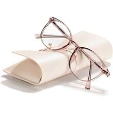 Blue Light Blocking Glasses Women Men Computer Eyeglasses,TR90 Fashion Round Transparent Anti Blue Light Glasses With Anti Eyestrain & UV Glare For Gaming & Reading (Flesh Pink) - S - 查看 8