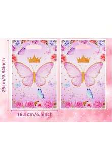 10pcs/20pcs/30pcs Pink Flower & Butterfly Transparent Gift Bags, Suitable For Birthday, Wedding, Valentine's Day, Baby Shower Party, Christmas Gifts Decoration And Favors - Multicolor - View 4