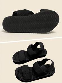GlamourGrip Women Flat Sandals - 黑色 - 查看 4