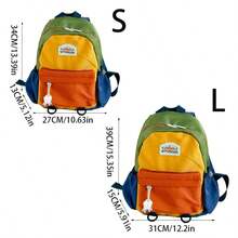 Custom Embroidery Colorblock Backpack With Personalized Name, Travel School Bag, Stylish Contrast Color Casual Daypack, Lightweight Backpack With Comfortable Shoulder Straps, For Daily, Commuting, Travel And Outings,Multi-Functional,Ornamental,Letter,Stylish,Modern,Colorful,Cute,Adorable,Casual,Custom,Personalised,Unique,Customized,Ideal Gifts For Him,Ideal Gifts For Her,Easy Comfort,Birthday Gift,Christmas Gift