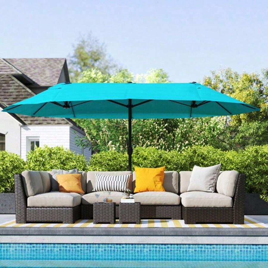 Cantilever Outdoor Beach Umbrella Essential For Patio & Poolside Shade - Blue - View 1