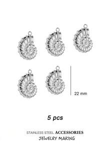 5个不锈钢海螺吊坠，适合海滩度假装饰，可用于DIY手链和项链，是珠宝工艺的理想选择，镀金珠宝配件，钥匙扣 - Marine Life - 查看 10